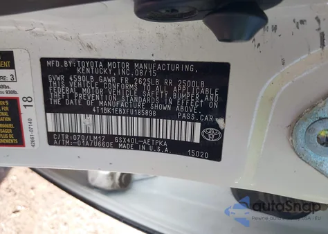 2015 Toyota Avalon Limited from USA, damaged, VIN 4T1BK1EBXFU185898